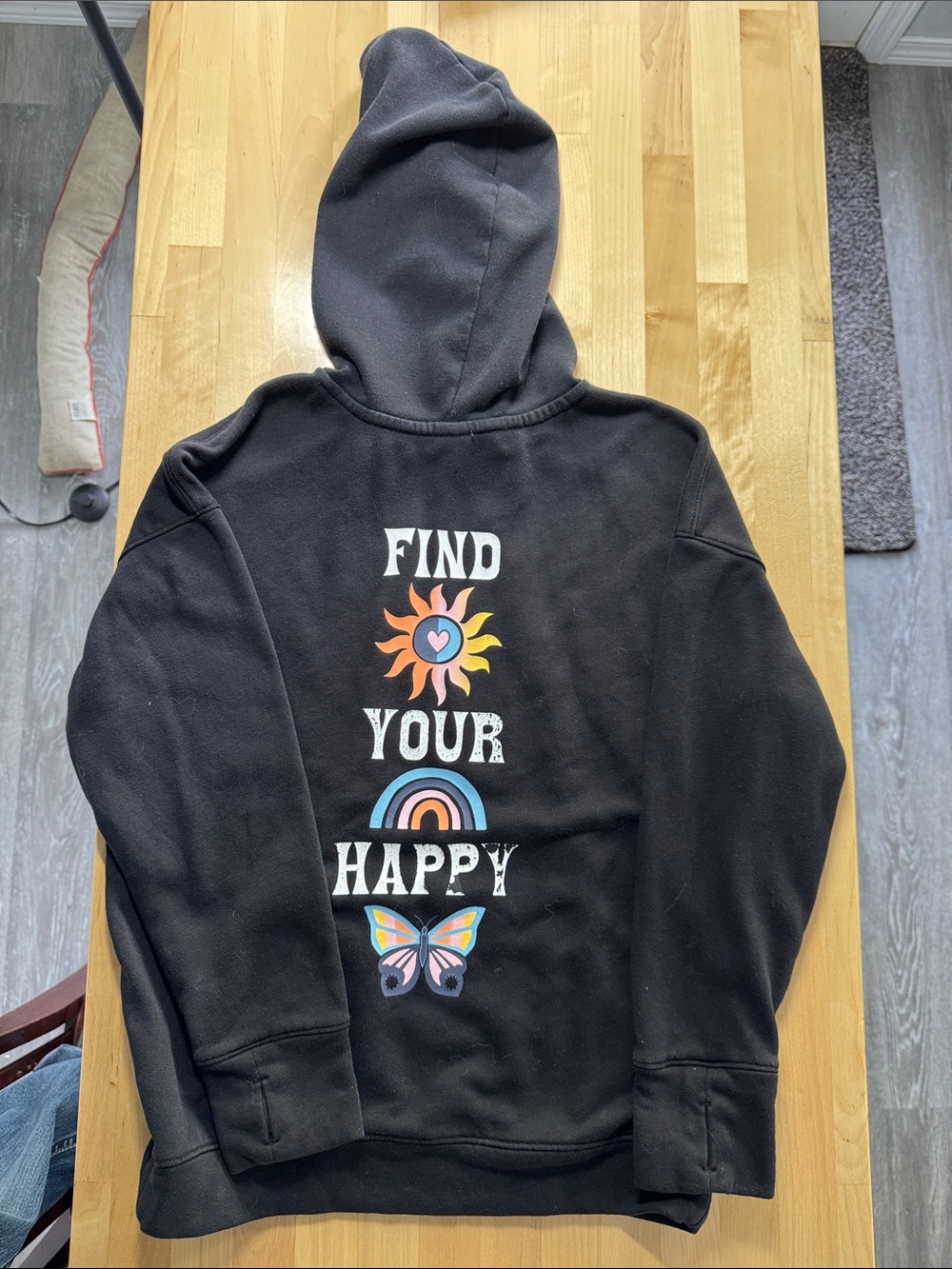 Old Navy Girls size medium (8) Black hoodie. Positive vibes!